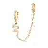 Dangle Ohrringe Tiande Gold Farbe Doppel Hoop Quaste Kette Schlange für Frauen Zirkon durchdringende Modeschmuck Großhandel Großhandel