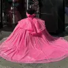 Nettes rosa Ballkleid Quinceanera kleidet sich von Schulter -Glitzer -Pailletten Pageant Quinceanera Kleid Rückenless Prom Kleid süß 15 Masquerade Kleid