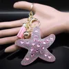 Keychains Lanyards Seastar Pink Color Tassel Crystal Keychain for Women Men Star Key Ring Bag Accessories Jewelry porte clef femme K4924S01 Y240417