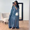 Etniska kläder fjäril Abaya Inner Belt Party Long Dress Muslim Abayas för kvinnor Dubai Luxury Turkiet Islamiska outfit Ramadan Eid Kaftan