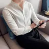 Men's Dress Shirts And Blouses For Men Black Man Tops Business Clothing Muscle Striped Office Cotton Cool Social Korean Style Normal Asia S