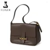 BACA FOXER BRAND CLASSY HANDS SACOS DE ombro feminino Handbag de couro de vaca Viagem Lady Lady Vintage Undermail Feminino Brown Tootes