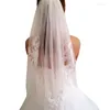 Casamento de véus de noiva Casamento curto de uma cintura em camadas Appliques de diamante com contas