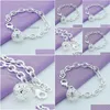 Bedelarmbanden 925 Sterling Sier Round Hollow Ball hanger Bracelet For Women Engagement Fashion Party Sieraden Drop Delivery Dh5Q4