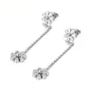 Stud Earrings Trendy Double Small Daisy Long Tassel For Women Girl Stainless Steel Gold Plated Office Jewelry AE18330