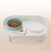 Cat Double Bowl Safety with Wood Stand and Silicone Mat Kitten Puppy Food Water Feeding Elevated Dish Dog Supplies Spill-Proof 240407