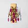 Wall Lamps Pink Agate Gold Sconces Lighting Hallway Bedroom Antique Lights Modern Home Decorative Nordic Loft