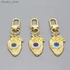 Keychains Lanyards 1Pcs Heart Evil Eye Couple Keychain For Friend Lovers Unique Creative Turkish Lucky Blue Eye Bag Car Airpods Box Key Accessories Y240417