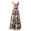 100% Cotton Floral Print Dresses for Women Summer Runway Designer Spaghetti Strap Dress Vacation Beach Long Party Vestidos Sexy Backless Robe