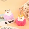 Plush Keychains 1Pc 8.5CM Imitation Rabbit Fur Cat Head Key Chain Women Cute Girls Plush Animal Keychain On Bag Car Trinket Jewelry Party Gift Y240415