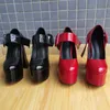 2024 femmes dames brevet cuir Super 15 cm Chaussures à talons de haut 4,5 cm Plateaux Pumps Gâteau de pin une ligne épais Bott Dance Party Buckle Robe Mari Mari Mumed Taille 35-43