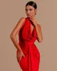 Party Dresses Sexy Red For Women Halter Neck Evening Pleats Back Split Vestidos De Fiesta Elegantes 2024