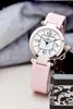 Wristwatches Luxury Lady Women Quartz Watch Diamond Pink Black Leather Sport Watches