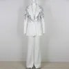 Women's Two Piece Pants VC White Pieces Set Women 2024 Spring Fashion High Streetwear Sequin Design Long Sleeves Blazer Coat Suit