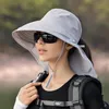 Summer Designer szerokie czapki do damskich na zewnątrz Ochrona szyi UV-Anti Sunhats Kobiety Visors Outdoor Hat Plaże wędkarstwo wędkarskie szal swobodny krem ​​przeciwsłoneczny