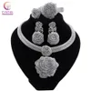 Cynthia Dubai vrouwen verzilverde sieraden sets Afrikaanse bruidsbruind ornament geschenken voor Saoedi -Arabische ketting armband oorbellen 240410