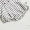 Été pour les enfants Kids Stripe Stripe Bodys Body Boys Loose Turndown Collar Jumpsuit Girl Baby Thirt Shirt Crawlwear Certe des vêtements 240411