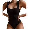 Traje de baño de mujeres Fabiladas hermosas sexys sexy una pieza traje de baño transpirable square cuello beachwear