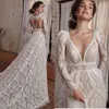 Klänning spets bröllop 2023 med bohemiska avtagbara ärmar