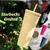 water bottle Mugs Starbucks Studded Tumblers 710ML Plastic Coffee Mug Bright Diamond Starry Straw Cup Durian Cups Gift Product L48