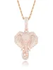 iced out elephant pendant necklaces for men luxury designer mens bling diamond animal pendants gold silver rose gold chain necklac6819195
