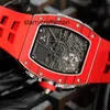 Men Watch Riem Top Fashion White Mechanisch merk Rubber Nieuw Automatisch Red Self Case Windend vegen met