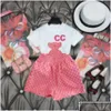 Zestawy odzieżowe luksusowe projektant dzieci Tshirt różowy monogramem mody British British Britmon Summer Childrens Treasures and Girls Cotton Dhxrt
