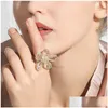 Bandringar Moonrocy Trendy Gold Color Blue Grey White Red Big Flower Crystal Party Jewelry for Women Gift Drop Wholesale Delivery Ring DH3ET