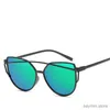 Óculos de sol Novos óculos de sol feminino Designer de marca Fashion Cat Eye Shades Eyewear Twin-Feams Mirror Sun Glasses para fêmea UV400