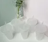 24oz Clear Cup Plastic Mokken Transparante Tumbler zomer herbruikbare koud drinken koffie sap mok met deksel en stro 11 ll
