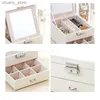 Accessories Packaging Organizers New High Capacity Leather Jewelry Box Travel Jewelry Organizer Multifunction Necklace Earring Ring Storage Bo Y240423 IGFR