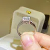 Clusterringe 3CT Prinzessin Cut Moissanit Ring für Frauen und Farbe VVS1 Diamond 925 Sterling Silber Au750 Plattiertes Ehering Fine Schmuck