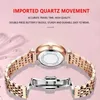 Montre-bracelets Poedagar Ultra Thin Women Watchs Rose Gold Luxury Steel Strap Diamond Diamond Dames Watch Bracelet Imperping Date Date Clock D240417