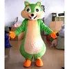 2024 Hot Sales Green Squirrel Mascot Costume Suit Halloween Party 게임 복장 성능 활동 판매 프로모션