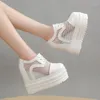 Scarpe casual da 12 cm in pelle d'aria vera pelle vera e trasparente donna estate traspirante stivali caviglia a polpaccio piattaforma a cuneo sneaker sneaker hollow