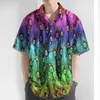 Men's Casual Shirts 2024 Summer Shirt 3d Peacock Feather Print Hawaiian For Men Daily Man Clothing Loose Oversized Lapel