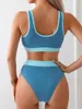 Damenbadebekleidung 2024 zweiteilige Taille Bikini Frauen Frauen Badeanzug Badegäste Badeanzug Strandbekleidung Sommer