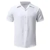 MEN MENS TRACHSUITS 2024 Summer Cotton Linen مجموعات صلبة قصيرة الأكمام القمصان وسروال شورت MAN HAWAIIAN BEATH HOADION