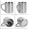 Tazas Doble pared de café Paza de café con escalado aislado Copa de bebida inoxidable portátil bebida pulido de acero Jugo de té de cerveza 220 ml 240417