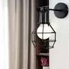 Wall Lamp Vintage American E27 Cage Black Iron Lights Bedroom Bar Counter Sconce Retro Indoor Reading