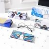 Sunglasses Cases Cute Triangle Glasses Box Cartoon Printed Folding PU Waterproof Strong Magnet Eyewear Case Portable Protective Organizer Y240416