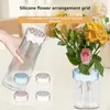 Vases Flower Vase Grid Silicone Arrangement Holder Ensemble pour le bouquet de bricolage Spiral Ikebana Tige d'arrangement floral Plant