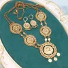 Womens Jewelry Set Large Size Turkish Coin Pendant Muslim Islamic Necklace Womens Earrings Jewelry for Woman Earring 240410