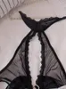 Behas stelt bodysuit mesh lingerie dames modellen sexy hangende nek bretels bh set dames jumpsuit