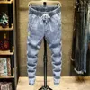 Jeans maschile primavera autunno nuovo denim maschile elastico studenti sciolti adolescenti cowboy streetwear gamba harem pantaloni da pista da pista da pista d240417