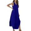 Casual Dresses Women's 2024 Summer Loose Sundress Long Dress Solid Color Sleeveless V Neck Split Tshirt Maxi Fashionabla