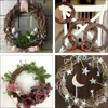 Decorative Flowers Rattan Wreath Garland Hoops DIY Supplies Frames Circles Making Flower Wreaths Front Door Christmas