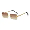 2024 Hot Style Polygon Diamond Cutting Snake Metal Decoration Square Sunglasses Women And Men Fashion Unisex Rimless Glasses