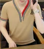 T3606 Designer T Shirt Summer Short Sleeve Stripe V-ringen Luxury T-shirt Brand Men tshirt tee mens kläder