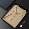 Polos męski czesany cienki 15 kaszmirowy 85 Mulberry Silk T-shirt z krótkim rękawem High-end Business Lapel Polo Shirt Half Shir